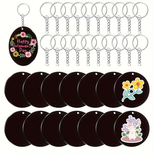 Round Acrylic Keychain Blanks Black Acrylic Ornament Blanks - Temu